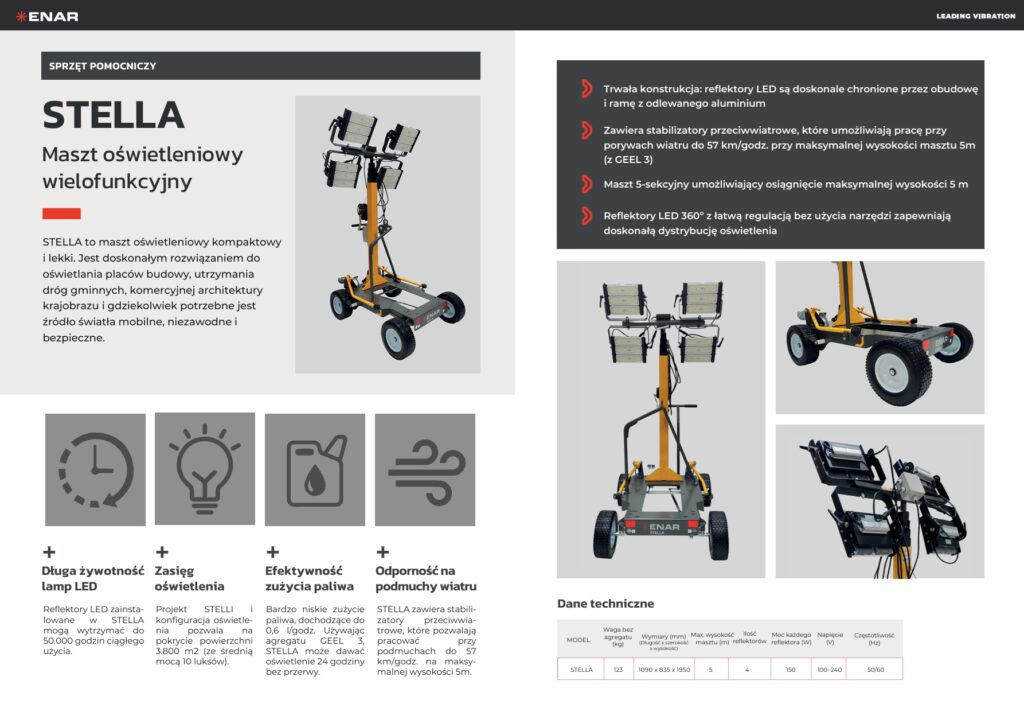 Karta katalogowa masztu oświetleniowego Enar Stella
